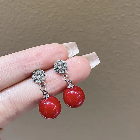 ARETES PERLA ROJA
