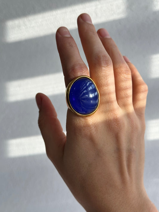 ANILLO PIEDRA AZUL AC INOX