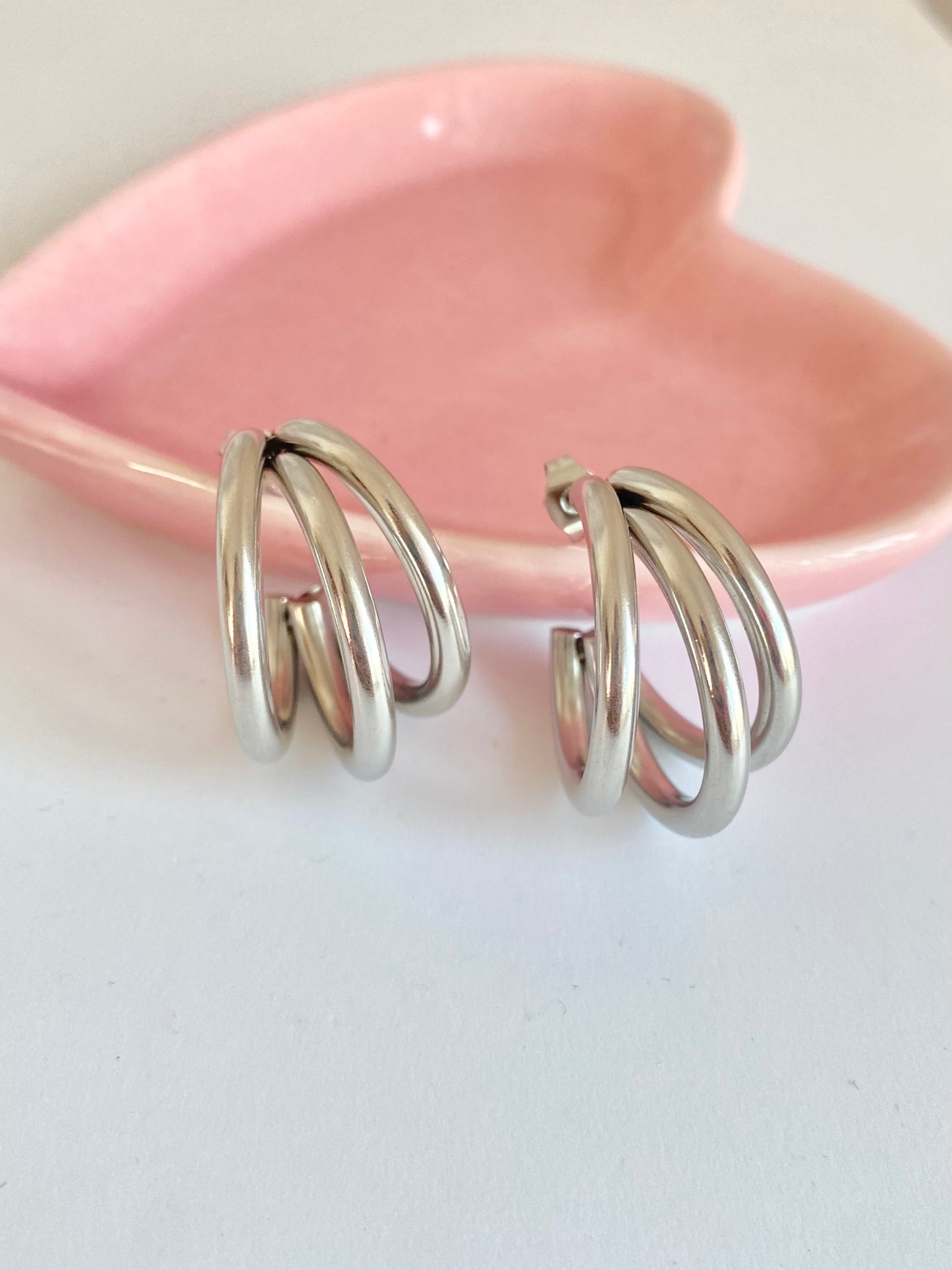 ARRACADAS TRIPLE ARO PLATA AC INOX