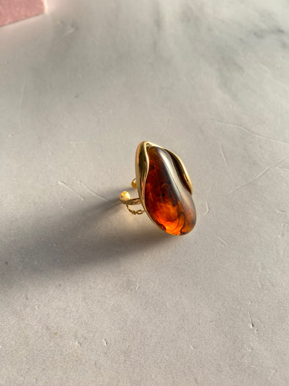 ANILLO GEOMÉTRICO AMBAR AC INOX
