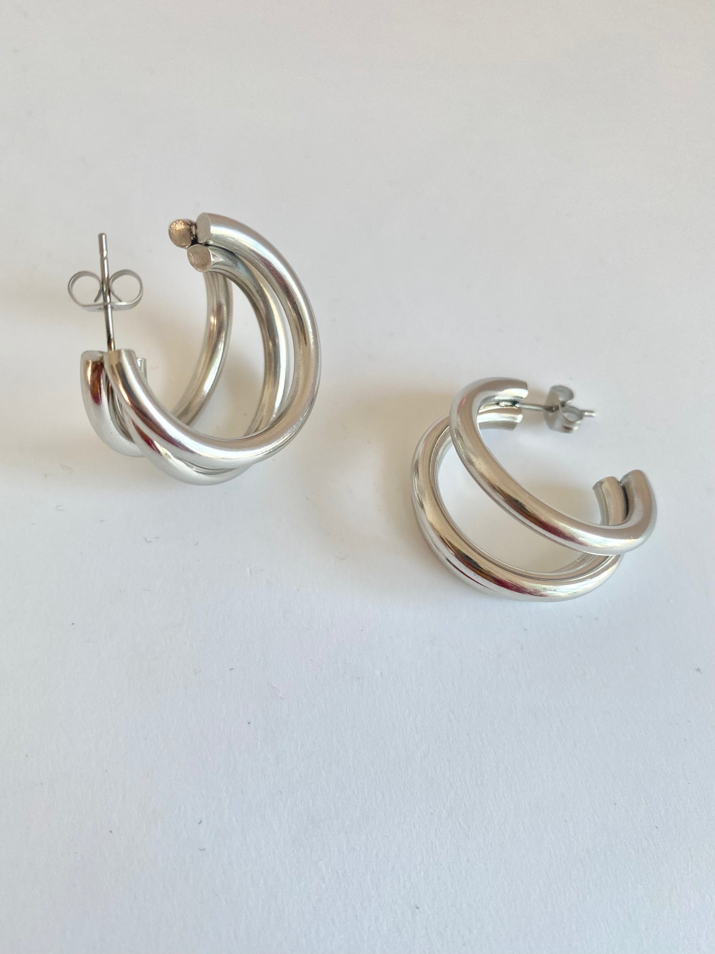 ARRACADAS TRIPLE ARO PLATA AC INOX