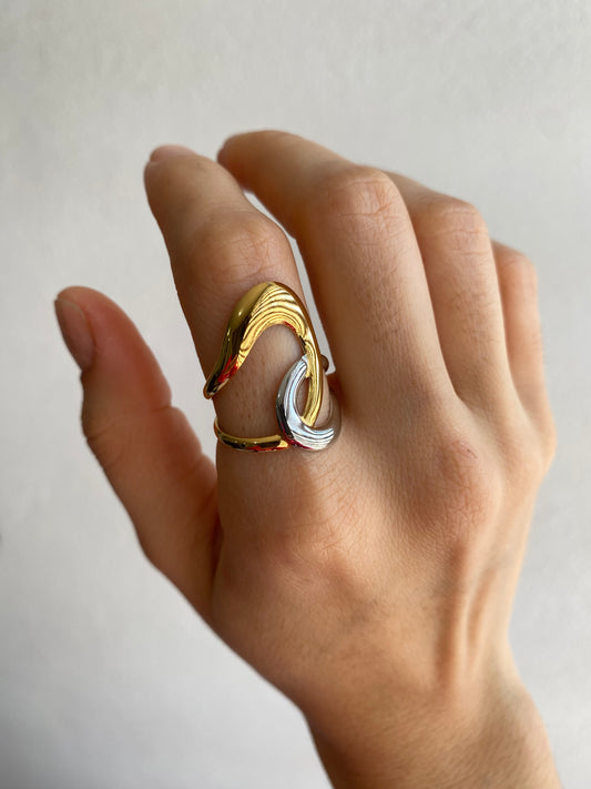 ANILLO ENTRELAZADO BICOLOR AC INOX