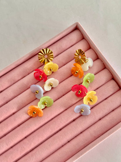 ARETES LARGOS FLORES AC INOX