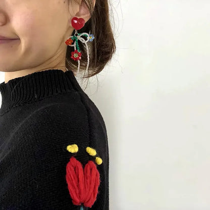 ARETES DE CORAZON CON LAZO