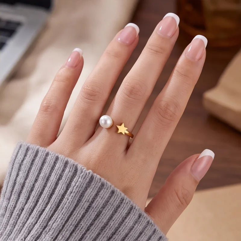 ANILLO PERLA Y ESTRELLA AC INOS