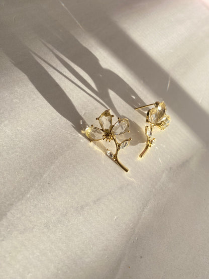 ARETES DE FLOR CRISTAL