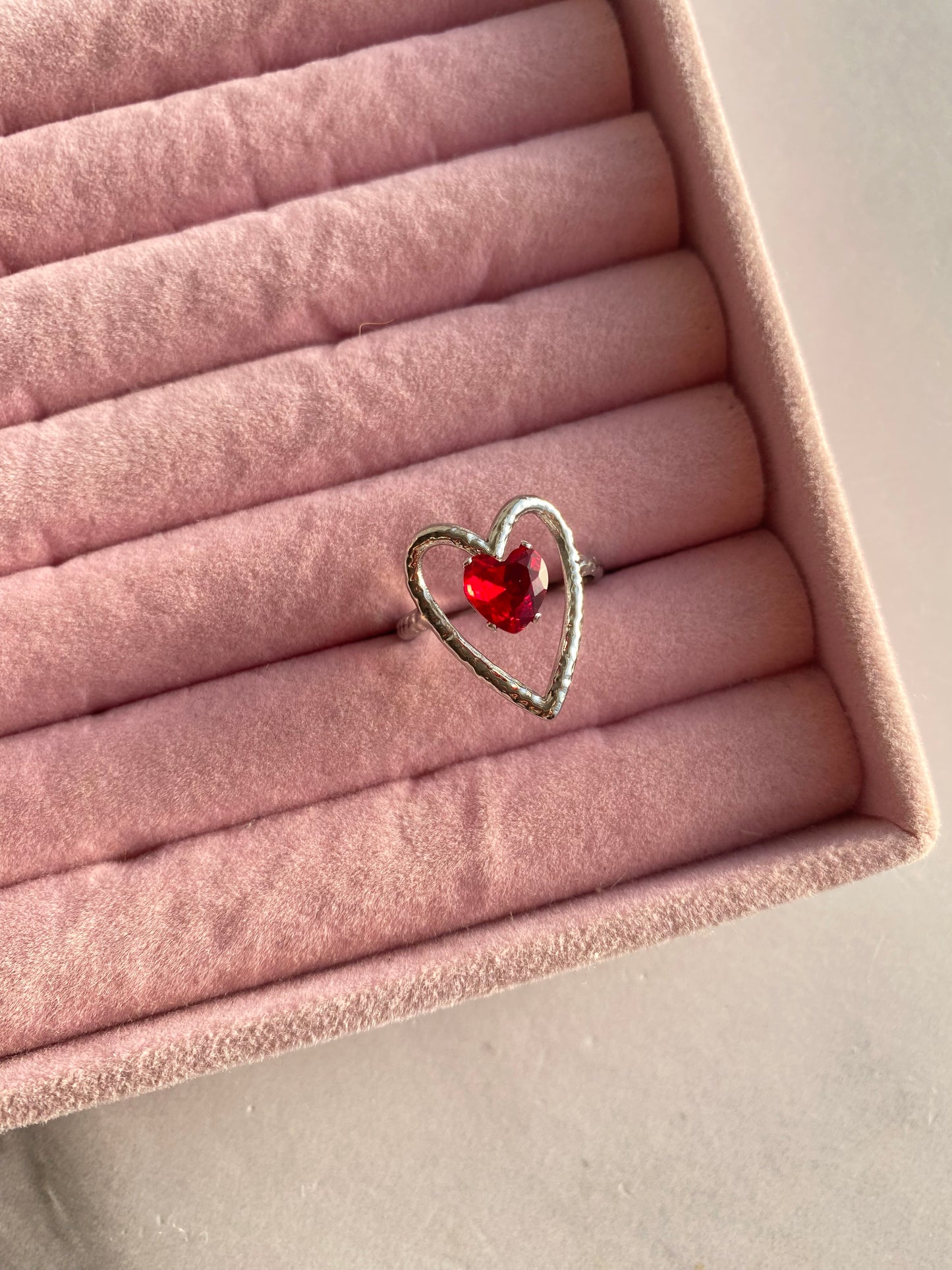 ANILLO CORAZON PIEDRA AC INOX