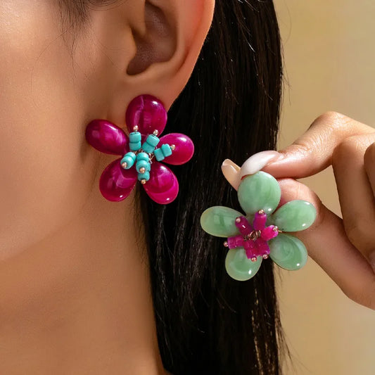 ARETES FLOR ACRÍLICO
