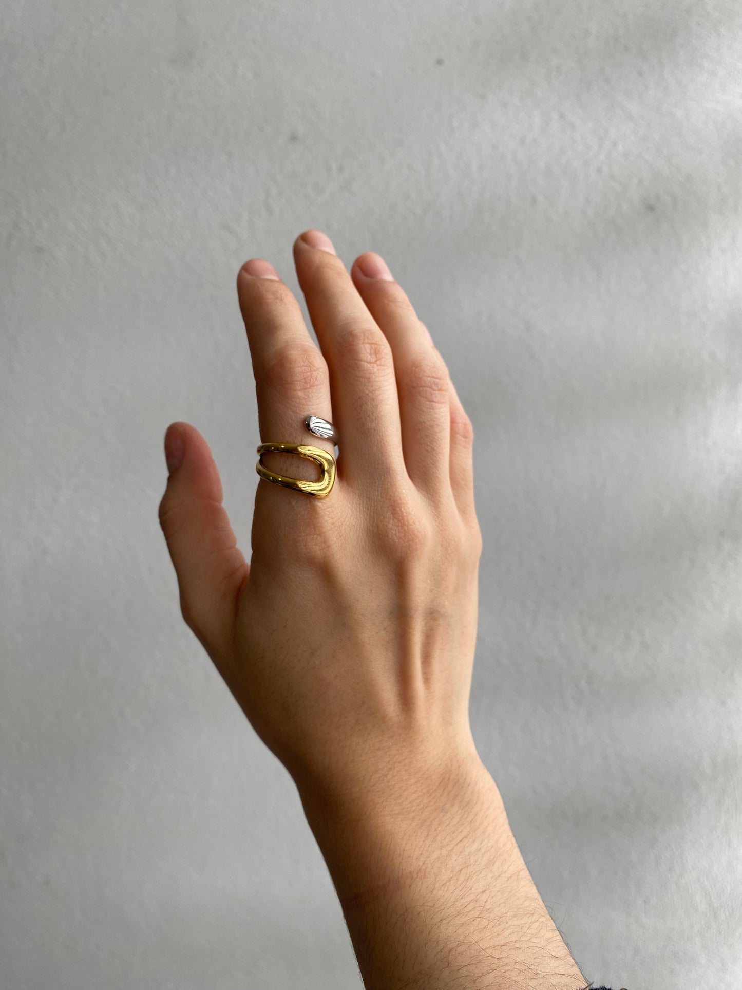 ANILLO CRUZADO BICOLOR AC INOX