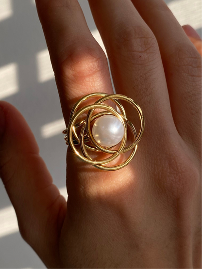 ANILLO AMARA IRREGULAR PERLA AC INOX