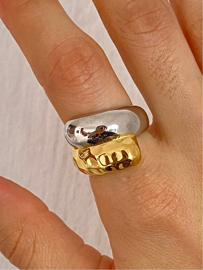 ANILLO CHUNKY BICOLOR ACERO INOX