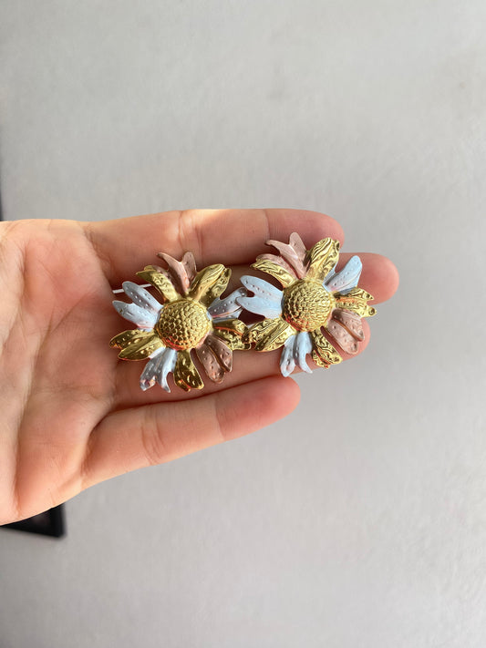 ARETES FLOR TRICOLOR AC INOX