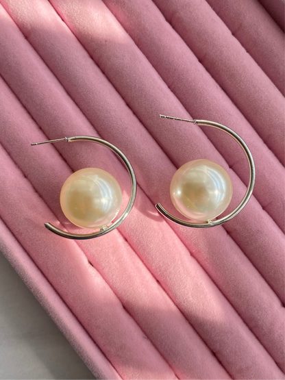 ARRACADAS CON PERLA PLATA