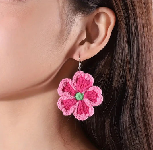 ARETES FLOR CROCHET GDE
