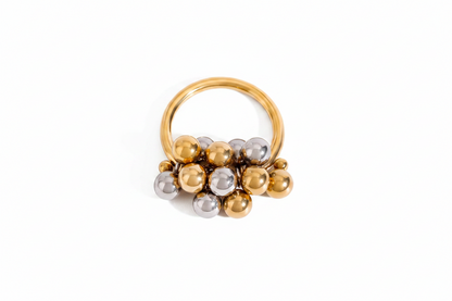ANILLO BOLITAS BICOLOR AC INOX