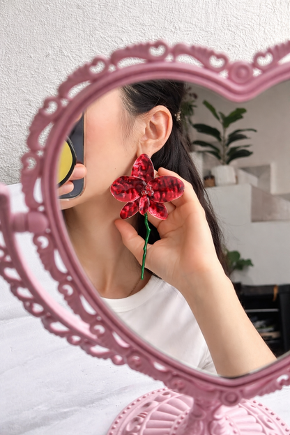 ARETES LARGOS DE FLOR