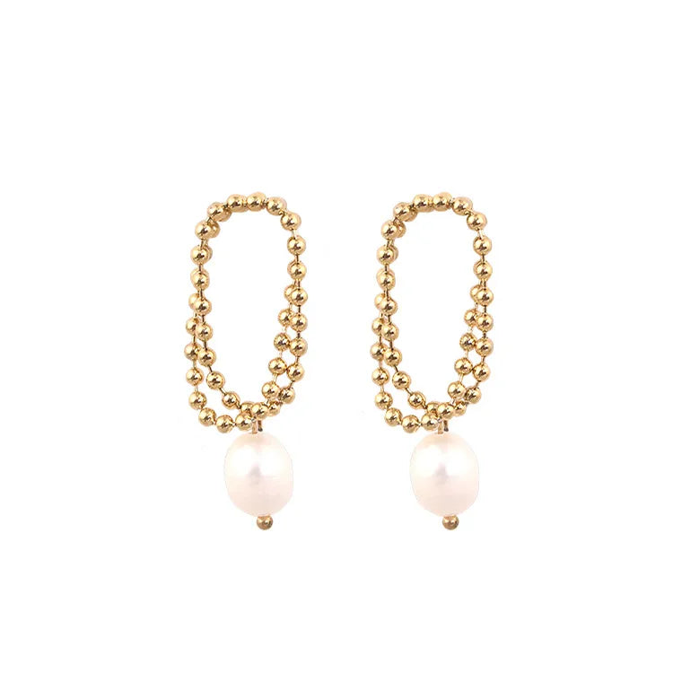 ARETES CADENA CON PERLA AC INOX