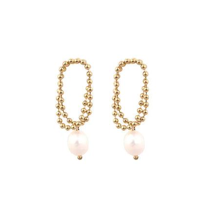 ARETES CADENA CON PERLA AC INOX