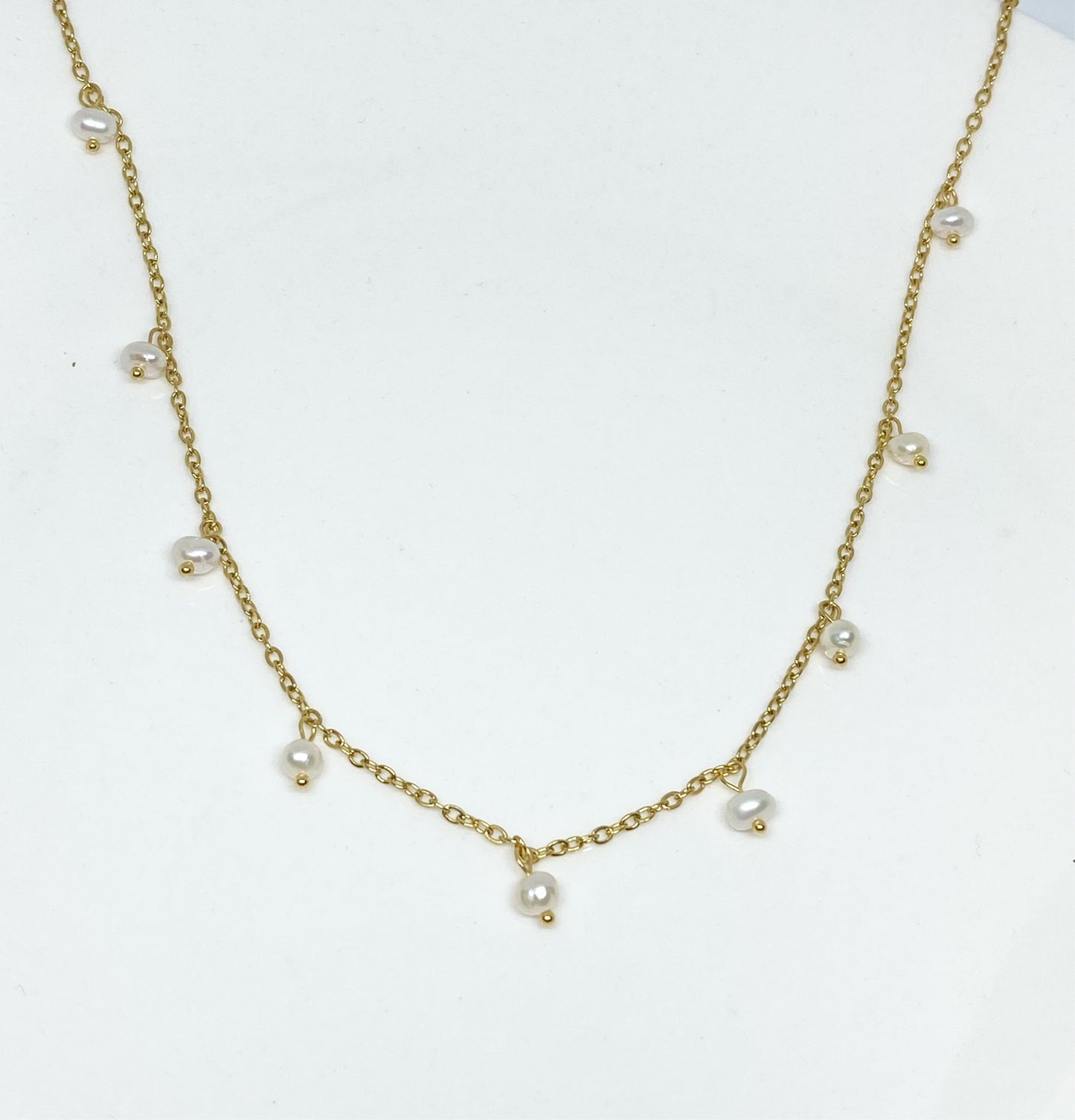 COLLAR PERLAS COLGANTES ACERO INOX