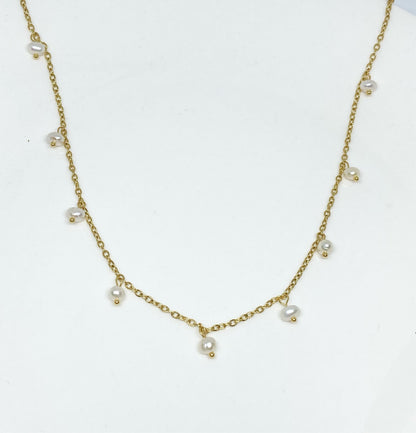 COLLAR PERLAS COLGANTES ACERO INOX